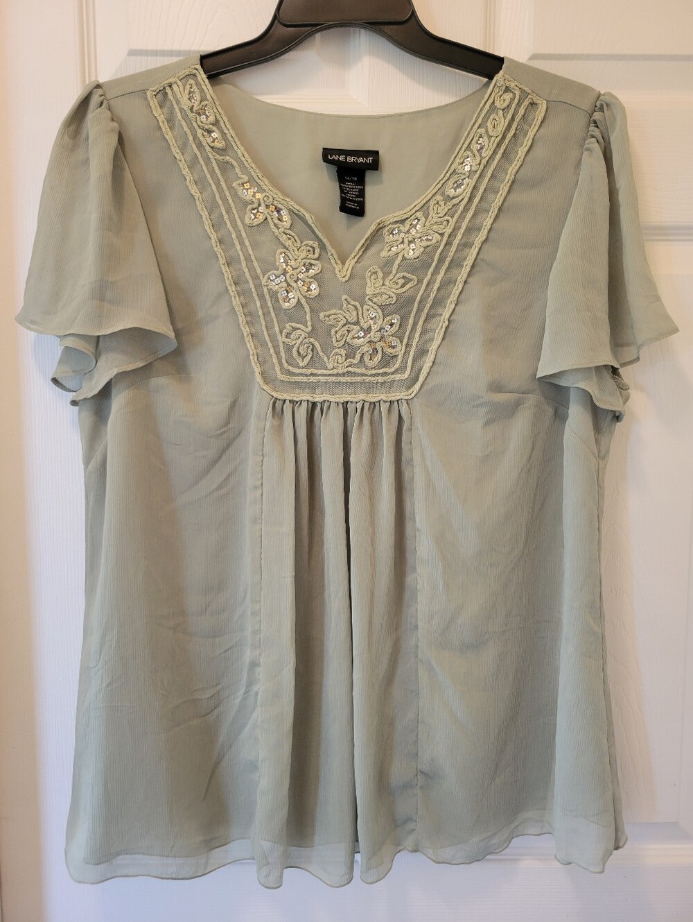 Womens Sz. 14/16 Sage Green Flowy Blouse